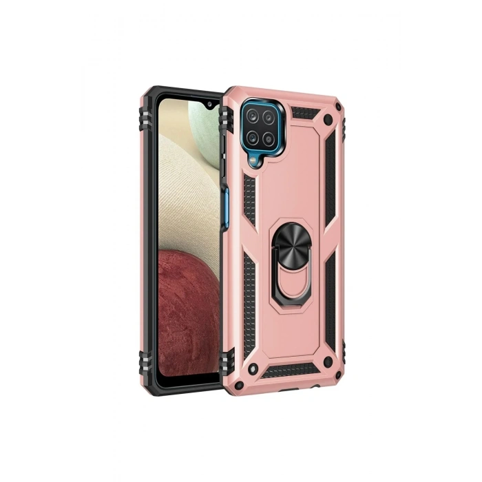 Mey İthalat®  Samsung Galaxy A22 Kılıf Sofya Yüzüklü Silikon Kapak - Rose