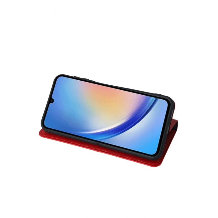 Mey İthalat®  Samsung Galaxy A24 4G Kılıf Trend S Plus Kapaklı Kılıf - Kırmızı