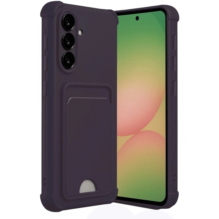 Mey İthalat®  Samsung Galaxy A55 5G Kılıf Kelvin Kartvizitli Silikon - Derin Mor