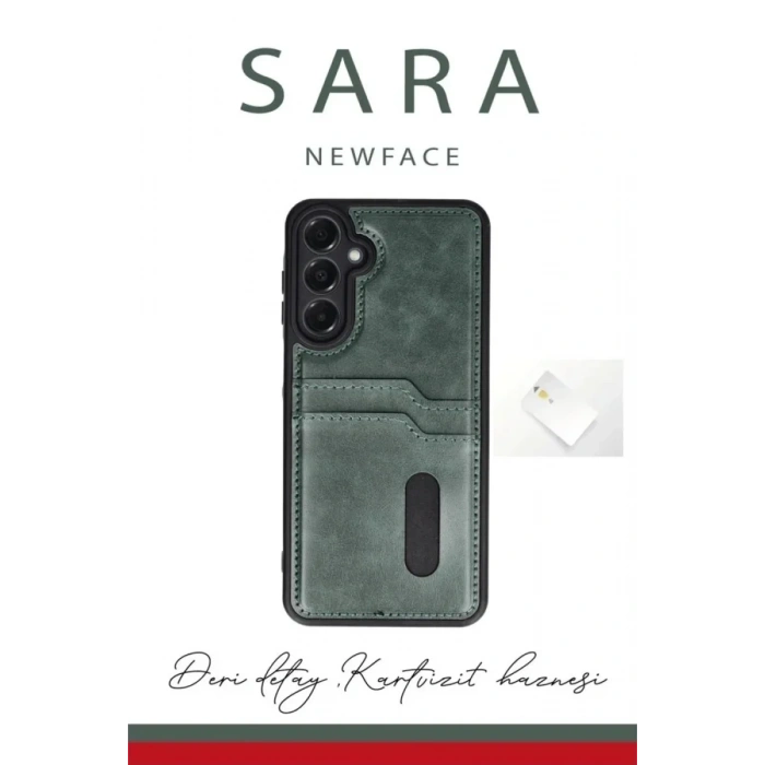 Mey İthalat®  Samsung Galaxy A55 5G Kılıf Sara Kartvizitli Deri Kılıf - Taba