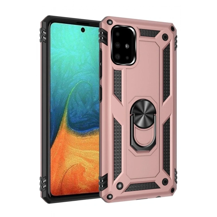 Mey İthalat®  Samsung Galaxy A71 Kılıf Sofya Yüzüklü Silikon Kapak - Rose