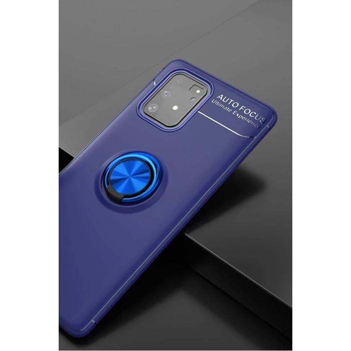 Mey İthalat®  Samsung Galaxy A91 / S10 Lite Kılıf Range Yüzüklü Silikon - Mavi
