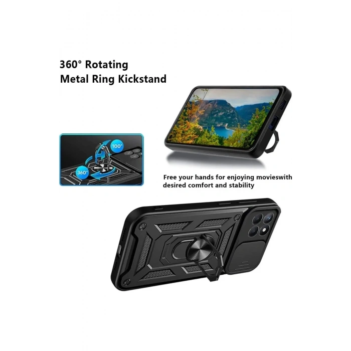 Mey İthalat®  Samsung Galaxy M15 Kılıf Pars Lens Yüzüklü Silikon - Lacivert