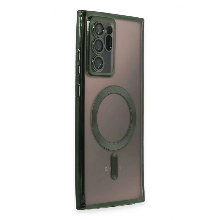 Mey İthalat®  Samsung Galaxy Note 20 Ultra Kılıf Kross Magneticsafe Kapak - Koyu Yeşil