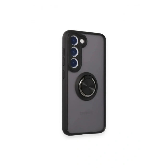 Mey İthalat®  Samsung Galaxy S24 FE Kılıf Montreal Yüzüklü Silikon Kapak - Siyah