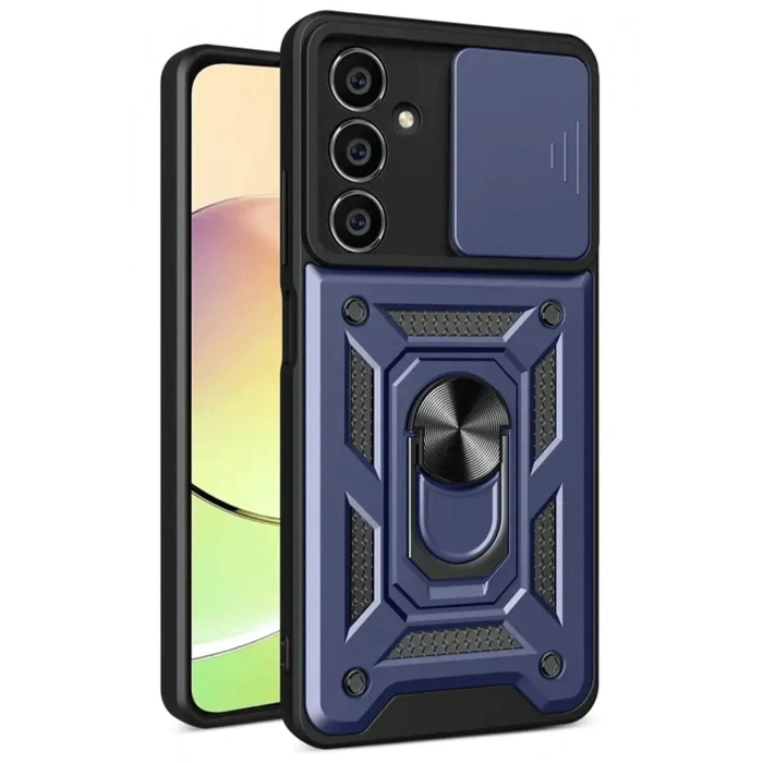 Mey İthalat®  Samsung Galaxy S24 FE Pars Lens Yüzüklü Silikon - Lacivert
