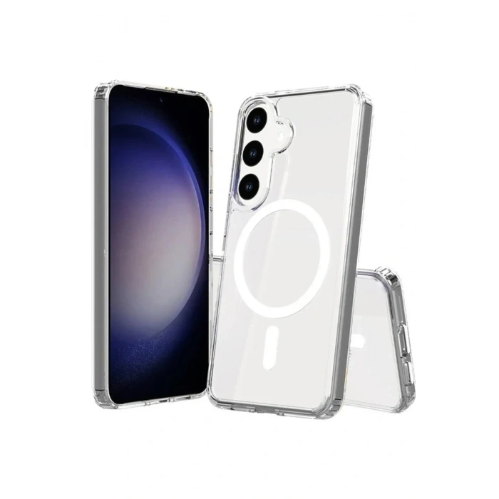 Mey İthalat®  Samsung Galaxy S24 Kılıf Magneticsafe Şeffaf Silikon - Şeffaf