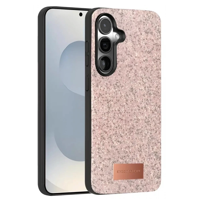 Mey İthalat®  Samsung Galaxy S25 Bright Simli Kapak - Pembe