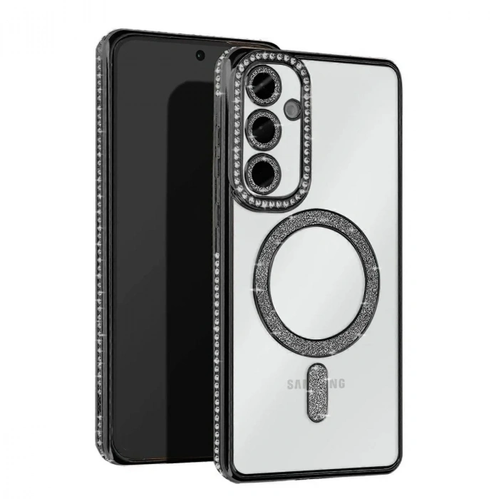 Mey İthalat®  Samsung Galaxy S25 Edge Joke Simli Magneticsafe Kılıf - Siyah