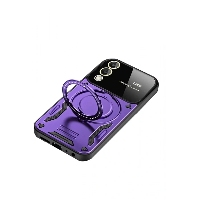 Mey İthalat®  Samsung Galaxy S25 Edge Kılıf Joy Lens Standlı Kapak - Mor