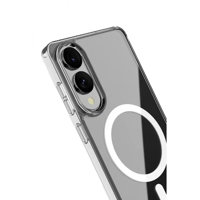 Mey İthalat®  Samsung Galaxy S25 Edge Kılıf Magneticsafe Şeffaf Silikon - Şeffaf