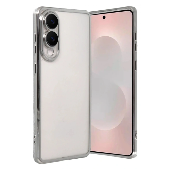 Mey İthalat®  Samsung Galaxy S25 Edge  Lensli Silikon - Gümüş