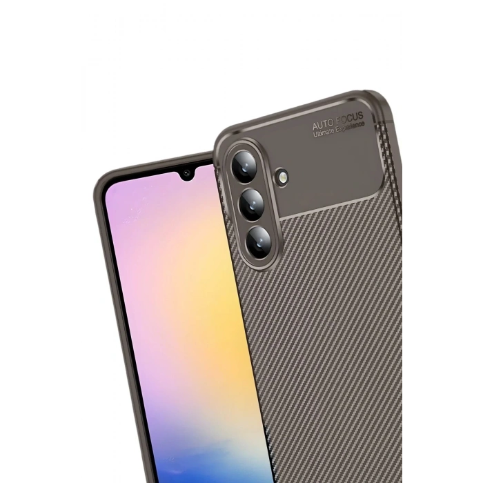 Mey İthalat®  Samsung Galaxy S25 FE Auto Focus Karbon Kapak - Kahverengi