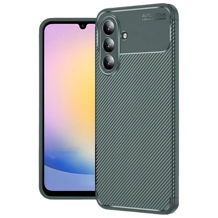 Mey İthalat®  Samsung Galaxy S25 FE Auto Focus Karbon Kapak - Koyu Yeşil