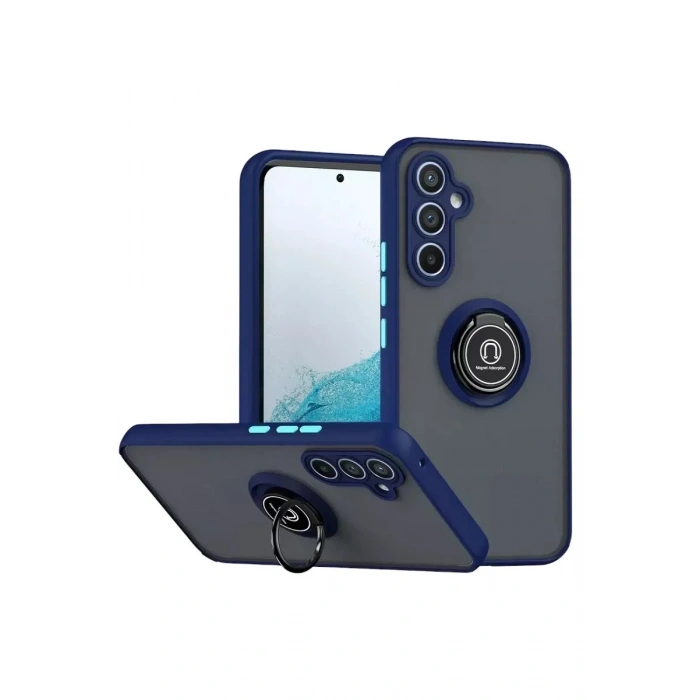 Mey İthalat®  Samsung Galaxy S25 FE Montreal Yüzüklü Silikon Kapak - Lacivert