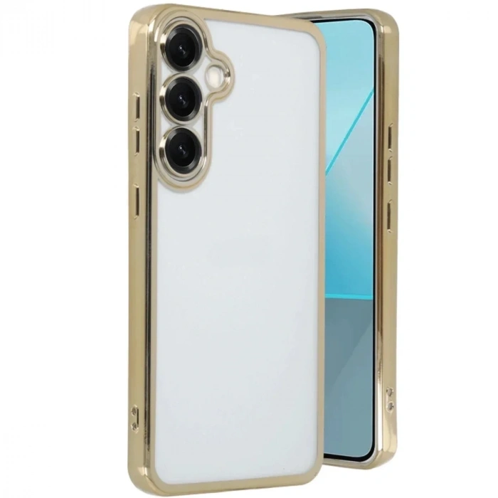Mey İthalat®  Samsung Galaxy S25 Kılıf  Lensli Silikon - Gold