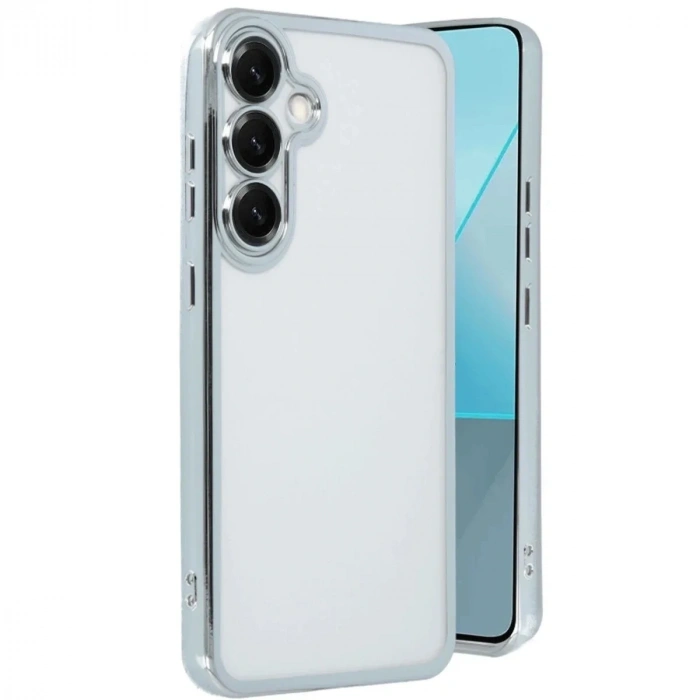 Mey İthalat®  Samsung Galaxy S25 Plus Kılıf  Lensli Silikon - Gümüş