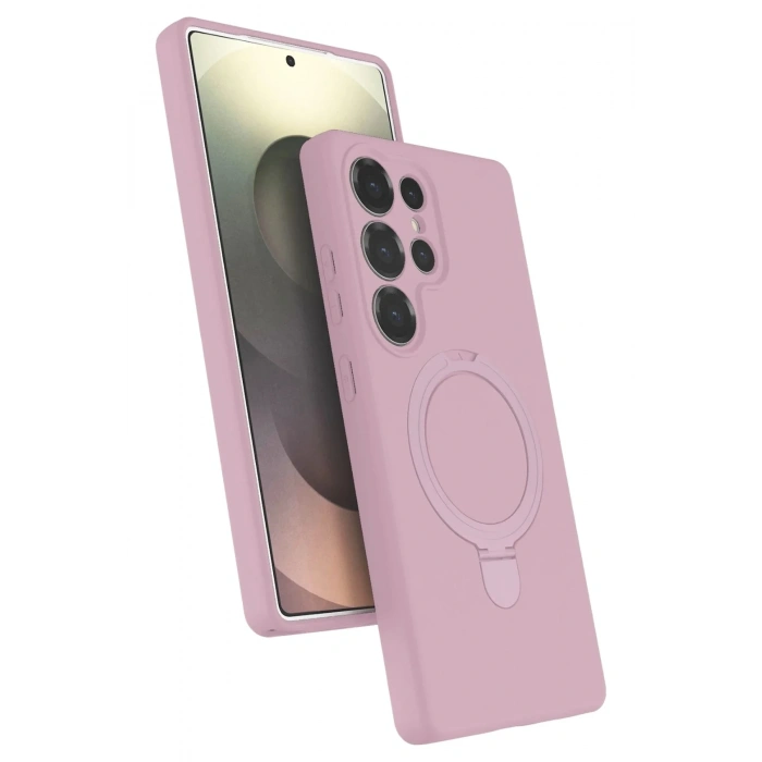 Mey İthalat®  Samsung Galaxy S25 Ultra Regal Magsafe Standlı Kapak - Açık Pembe