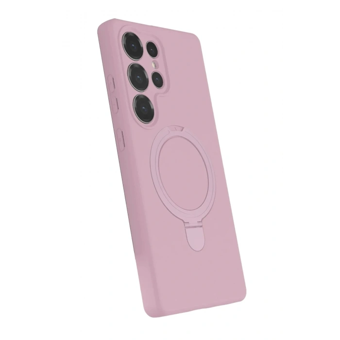 Mey İthalat®  Samsung Galaxy S25 Ultra Regal Magsafe Standlı Kapak - Açık Pembe