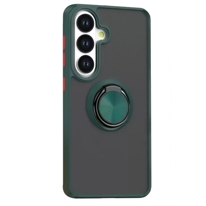 Mey İthalat®  Samsung Galaxy S26 Plus Montreal Yüzüklü Silikon Kapak - Yeşil