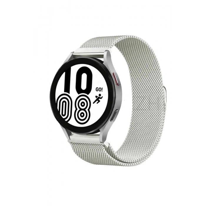 Mey İthalat®  Samsung Galaxy Watch 4 Metal Mıknatıslı Kordon - Gümüş
