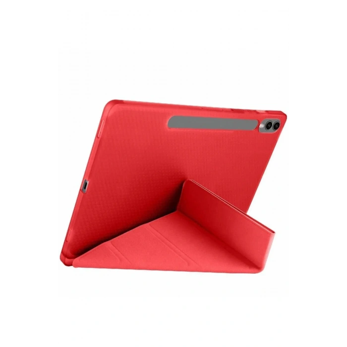 Mey İthalat®  Samsung Galaxy X610 Tab S9 FE Plus 12.4 Kılıf Kalemlikli Mars Tablet Kılıfı - Kırmızı