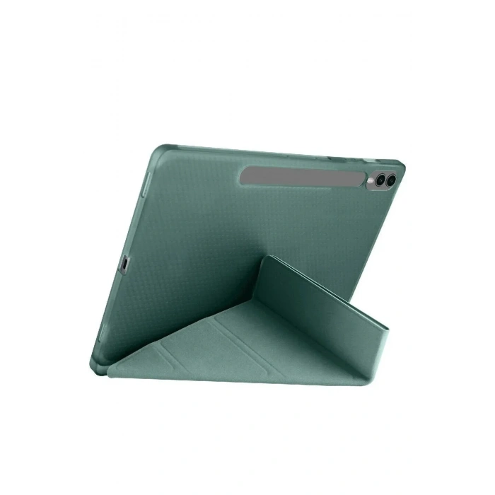 Mey İthalat®  Samsung Galaxy X610 Tab S9 FE Plus 12.4 Kılıf Kalemlikli Mars Tablet Kılıfı - Koyu Yeşil