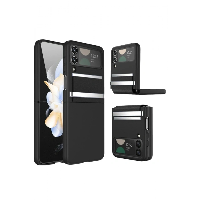 Mey İthalat®  Samsung Galaxy Z Flip 3 Kılıf Belt Flip Kapak - Siyah