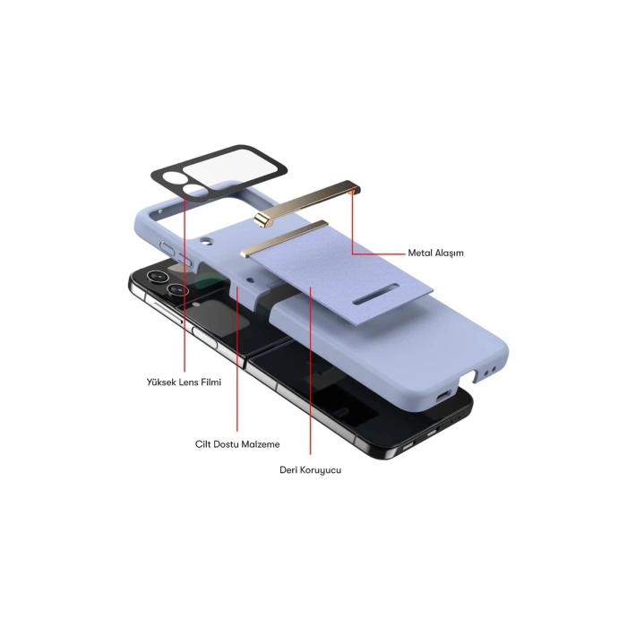 Mey İthalat®  Samsung Galaxy Z Flip 3 Kılıf Belt Flip Kapak - Siyah