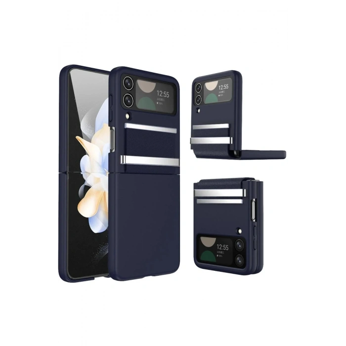 Mey İthalat®  Samsung Galaxy Z Flip 4 Kılıf Belt Flip Kapak - Lacivert