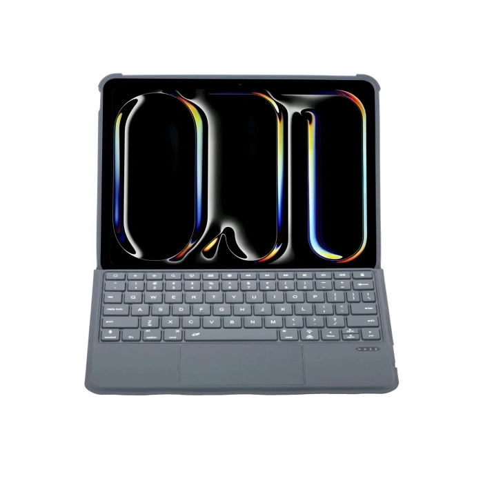 Mey İthalat®  T5504D iPad Pro 11 (2024) Kılıf Palermo Ledli Klavyeli Standlı Tablet Kılıfı - Siyah