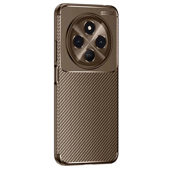 Mey İthalat®  Tecno Spark 30 Kılıf Auto Focus Karbon Kapak - Kahverengi
