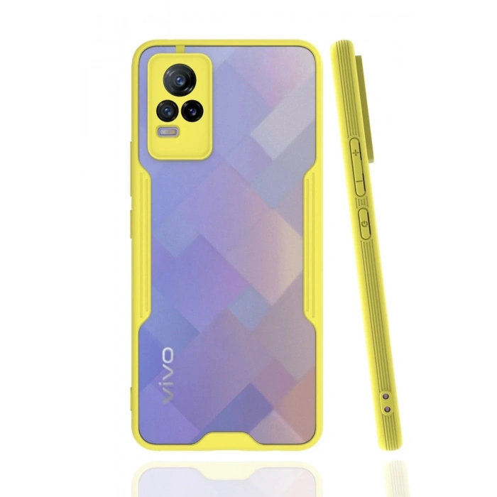 Mey İthalat®  Vivo V21e Kılıf Platin Silikon - Sarı