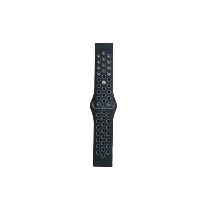 Mey İthalat®  Watch 20mm Spor Delikli Kordon - Siyah-Gri