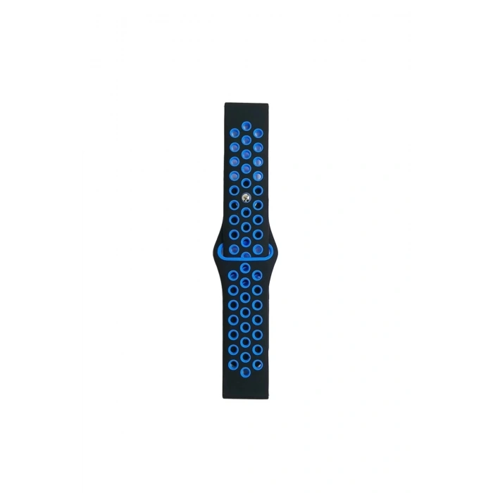 Mey İthalat®  Watch 20mm Spor Delikli Kordon - Siyah-Mavi