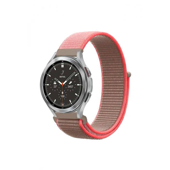 Mey İthalat®  Watch 22mm Hasırlı Cırtcırtlı Kordon - Pembe