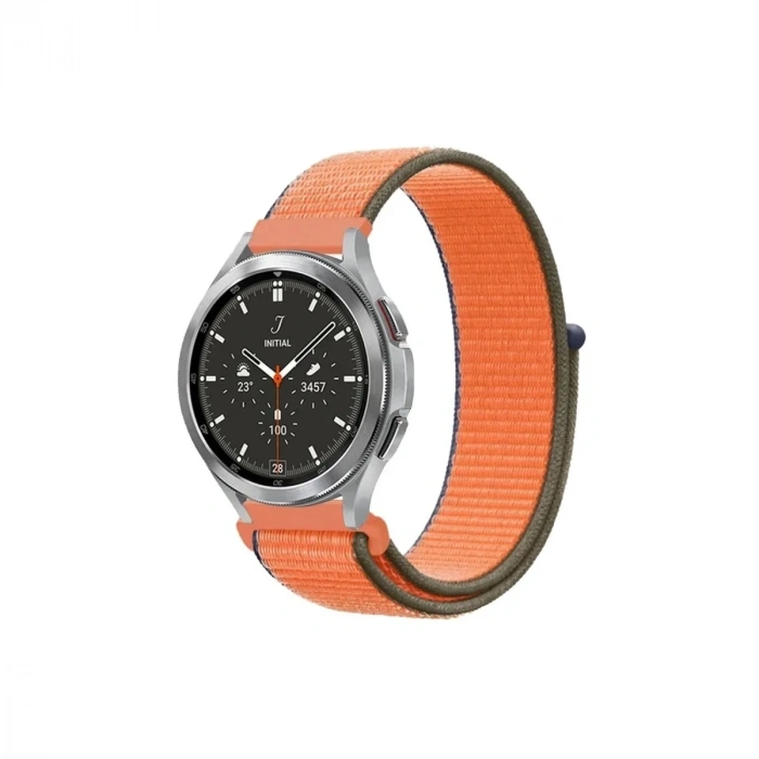 Mey İthalat®  Watch 22mm Hasırlı Cırtcırtlı Kordon - Turuncu