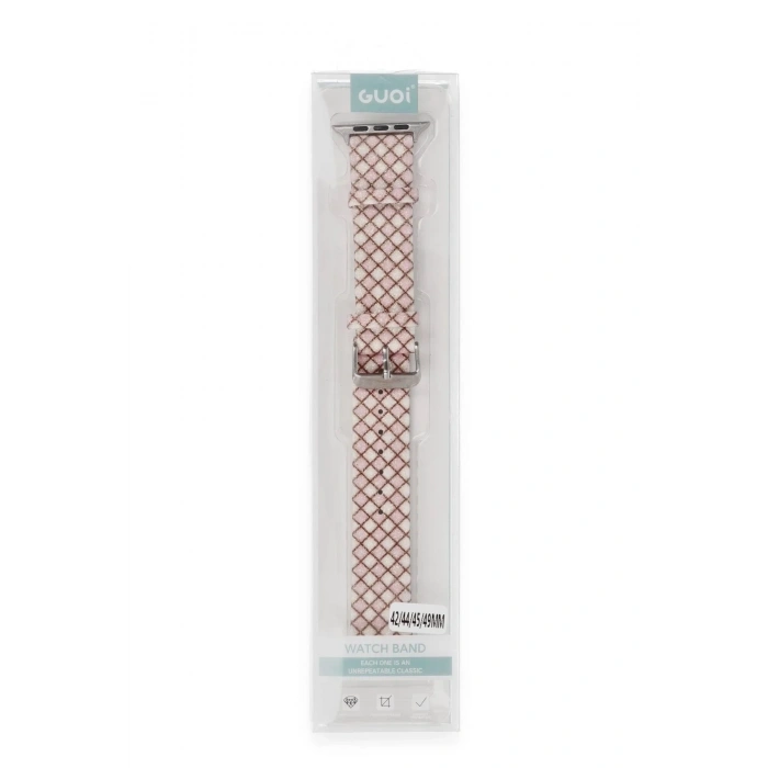 Mey İthalat®   Watch 38mm Karo Motif Kordon - Pembe