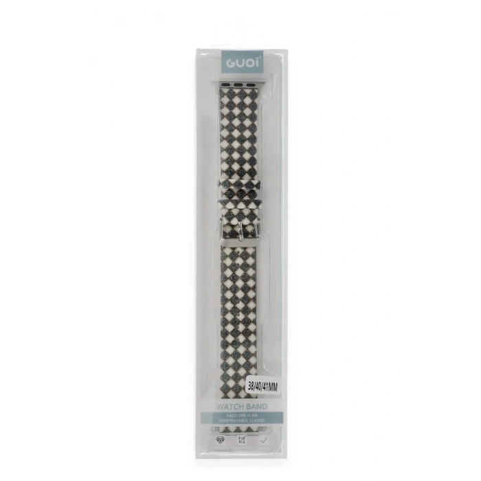 Mey İthalat®   Watch 38mm Karo Motif Kordon - Siyah