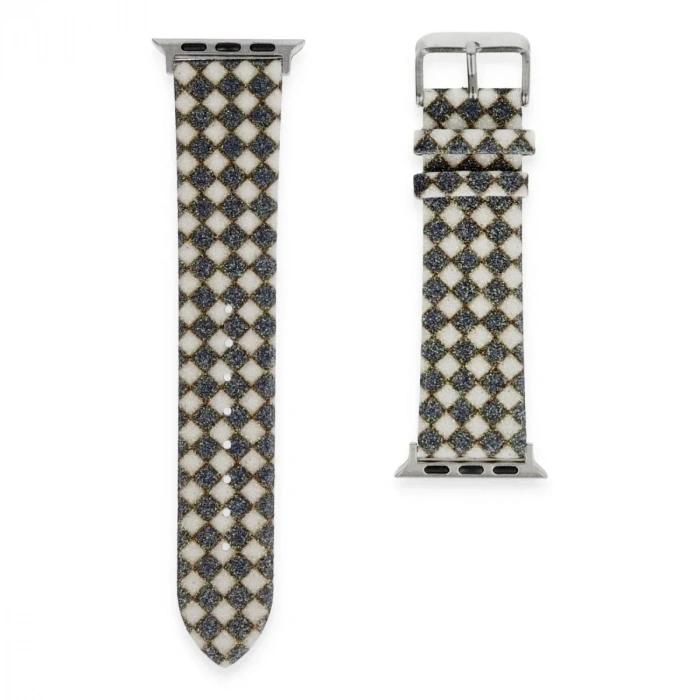 Mey İthalat®   Watch 38mm Karo Motif Kordon - Siyah