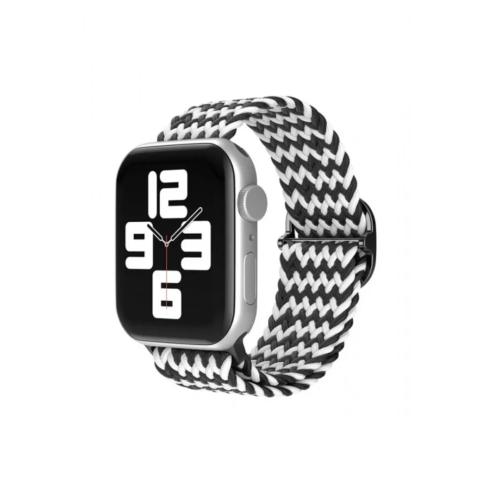 Mey İthalat®   Watch 38mm Star Kordon - Zigzag Siyah-Beyaz