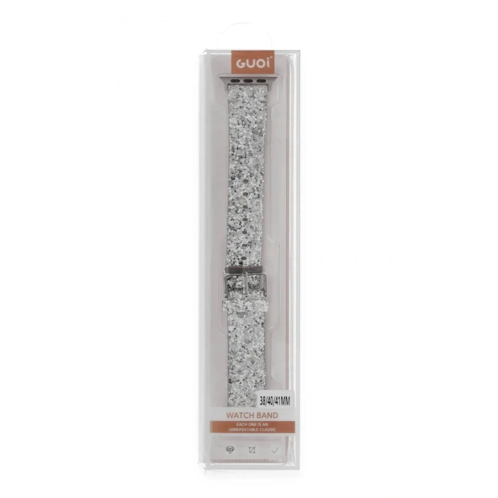 Mey İthalat®   Watch 38mm Starry Taşlı Kordon - Gümüş