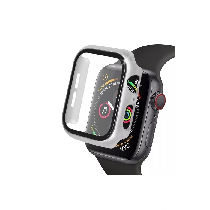 Mey İthalat®   Watch 40mm Camlı Kasa Ekran Koruyucu - Gümüş