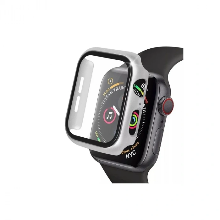 Mey İthalat®   Watch 41mm Camlı Kasa Ekran Koruyucu - Gümüş
