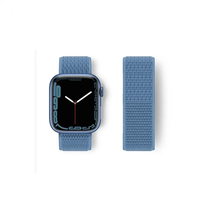 Mey İthalat®   Watch 42mm Hasırlı Cırtcırtlı Kordon - Mavi