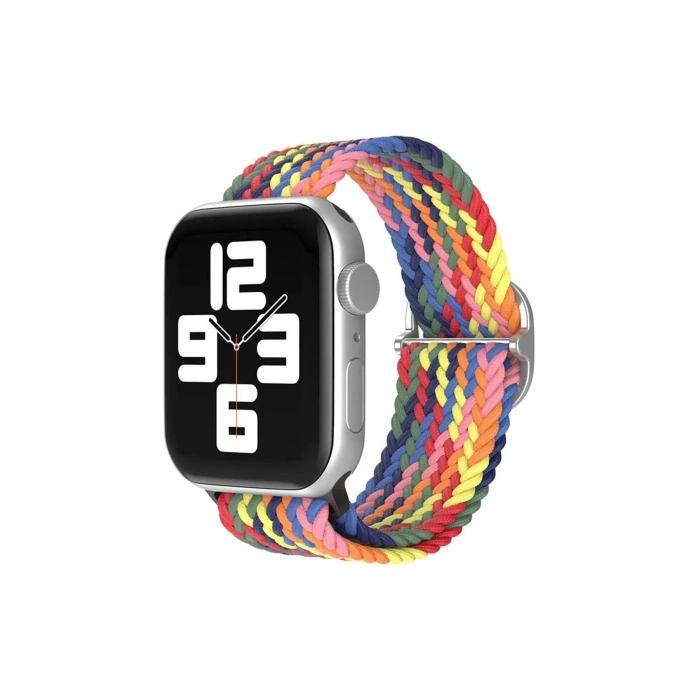 Mey İthalat®   Watch 42mm Star Kordon - Siyah-Kırmızı-Sarı