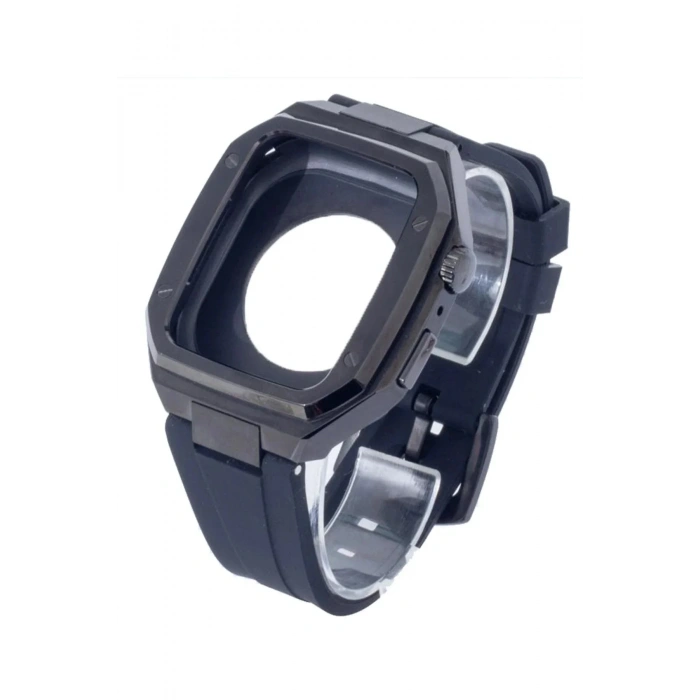 Mey İthalat®   Watch 44mm KR402 Metal Kasa Silikon Kordon - Siyah