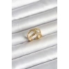 Mey İthalat® 316L Çelik Gold Renk Düğüm Model Kadın Yüzük