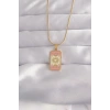 Mey İthalat® 316L Çelik Gold Renk Karışık Mineli Ay Figür Tarot Kolye