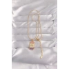 Mey İthalat® 316L Çelik Gold Renk Karışık Mineli Ay Figür Tarot Kolye